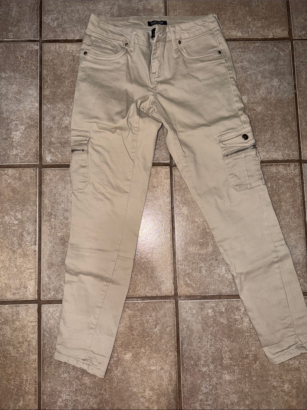 Womens Beige Cargo Slim Pants